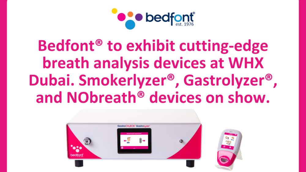 Bedfont® to exhibit cutting-edge breath analysis devices at WHX Dubai. Smokerlyzer®, Gastrolyzer®, and NObreath® devices on show.
